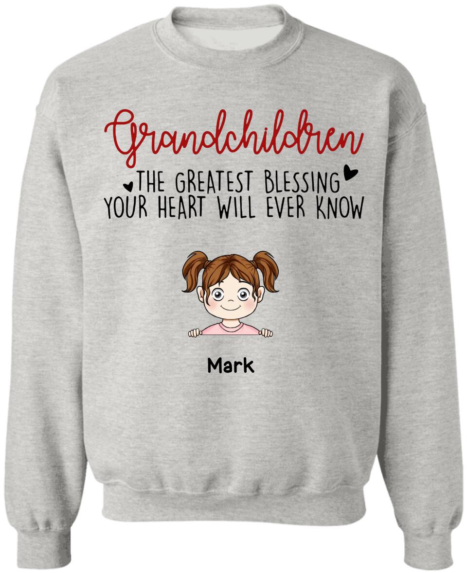 Grandchildren The Greatest Gift Your Heart Will Ever Know - Personalized  T-Shirt, Gift  For Grandma, Grandpa