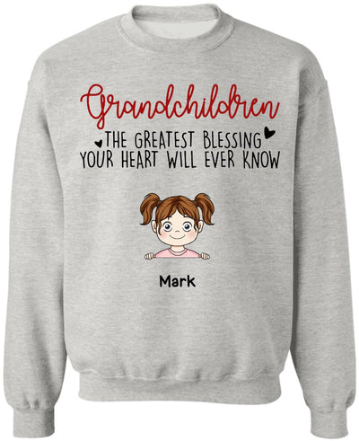 Grandchildren The Greatest Gift Your Heart Will Ever Know - Personalized  T-Shirt, Gift  For Grandma, Grandpa