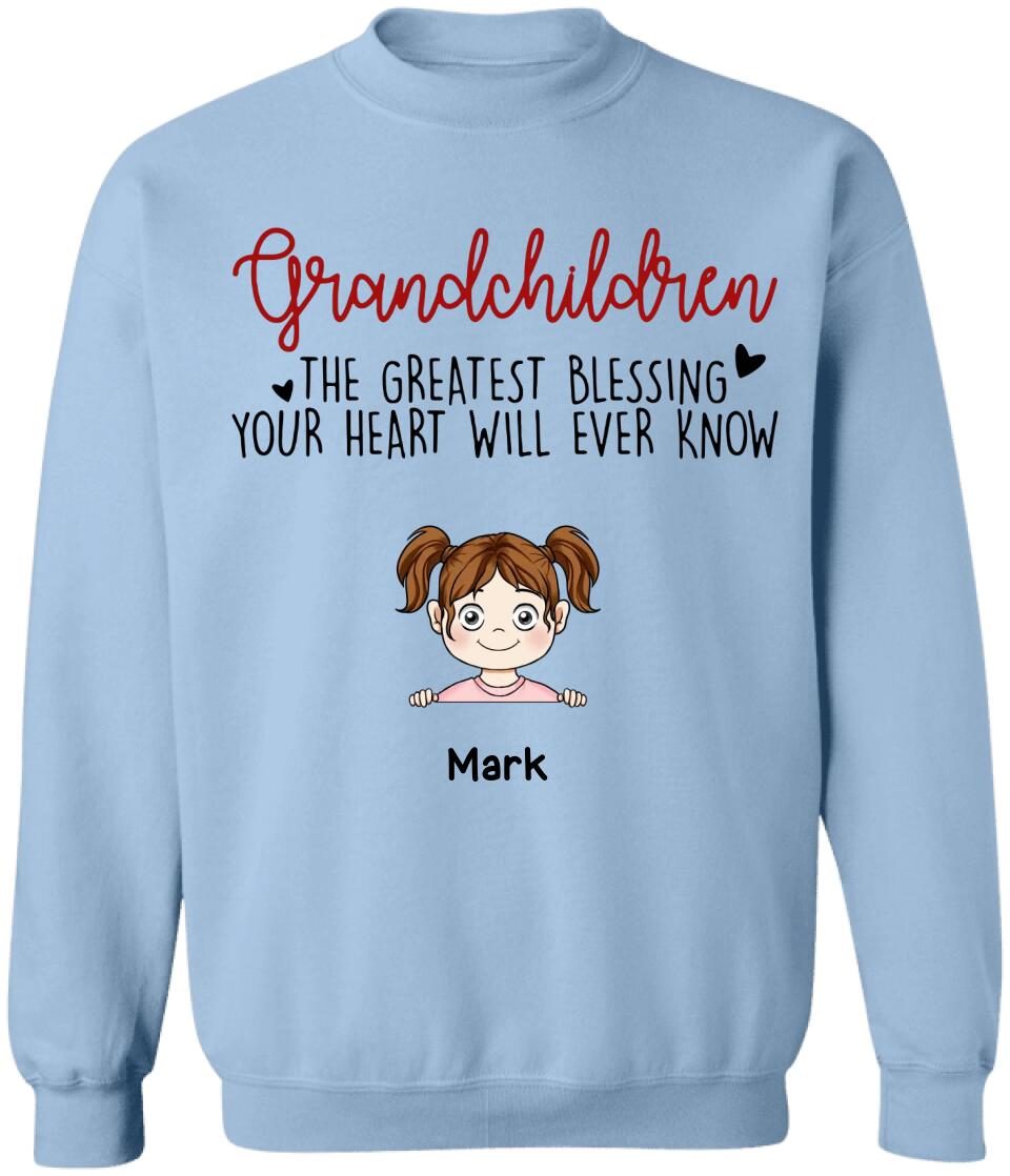 Grandchildren The Greatest Gift Your Heart Will Ever Know - Personalized  T-Shirt, Gift  For Grandma, Grandpa