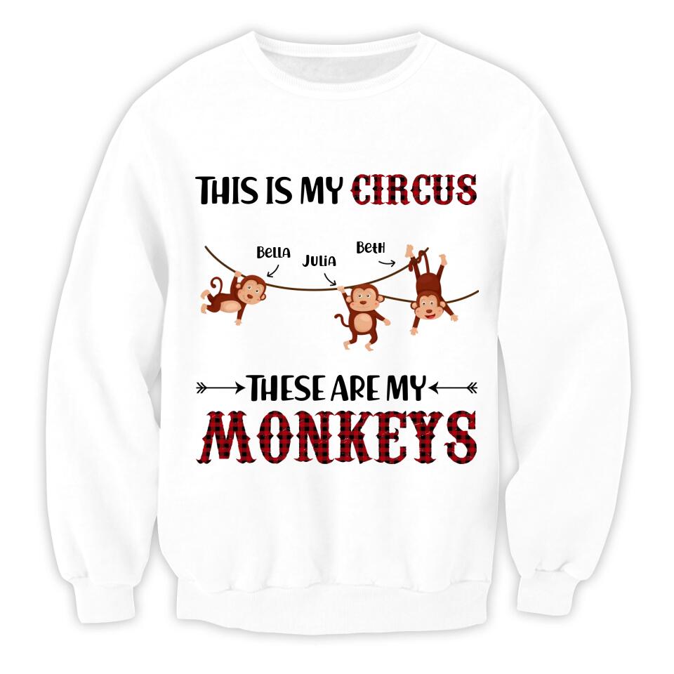 This is My Circus These Are My Monkeys - Personalized T-shirt, Gift for Grandma, Gigi, Funny Shirt