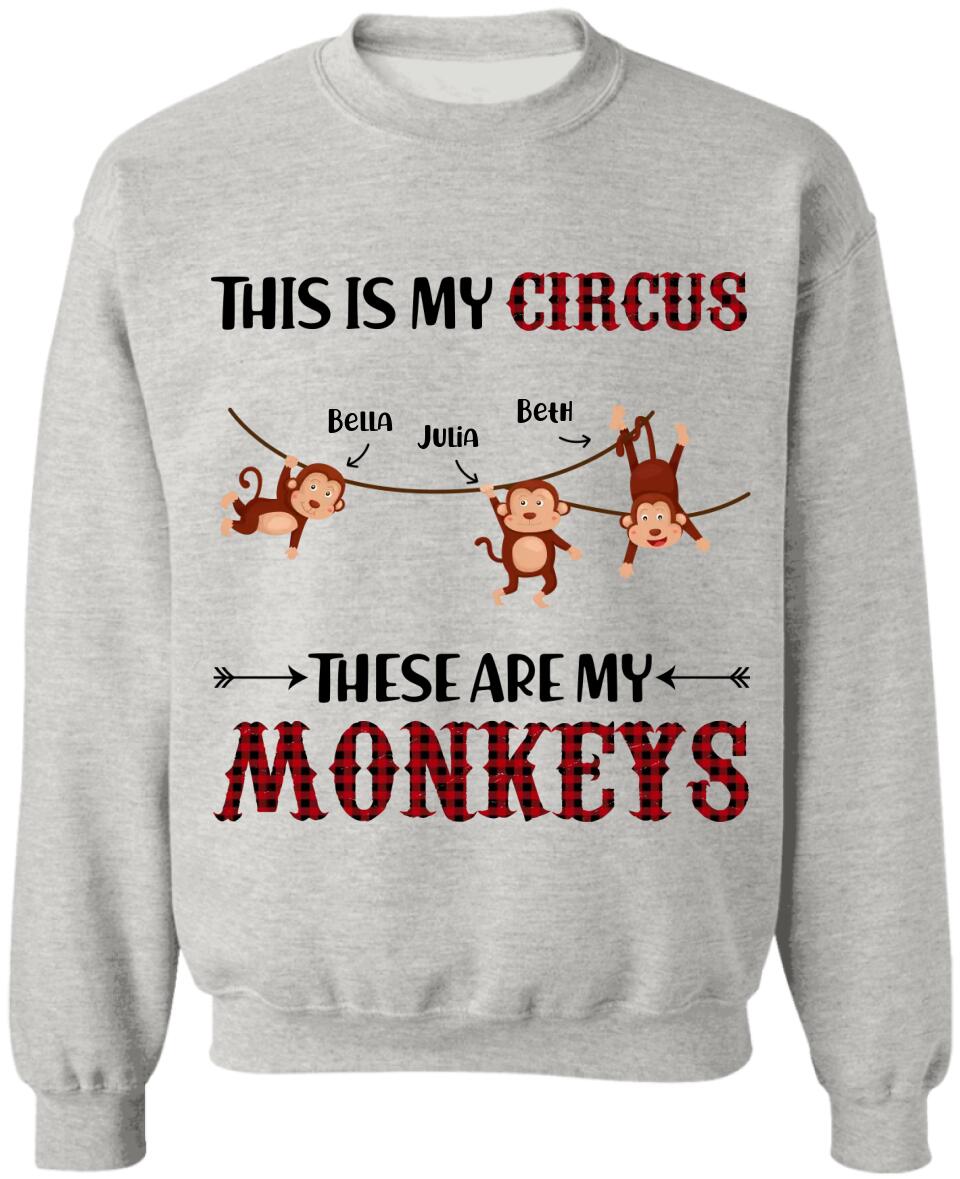 This is My Circus These Are My Monkeys - Personalized T-shirt, Gift for Grandma, Gigi, Funny Shirt