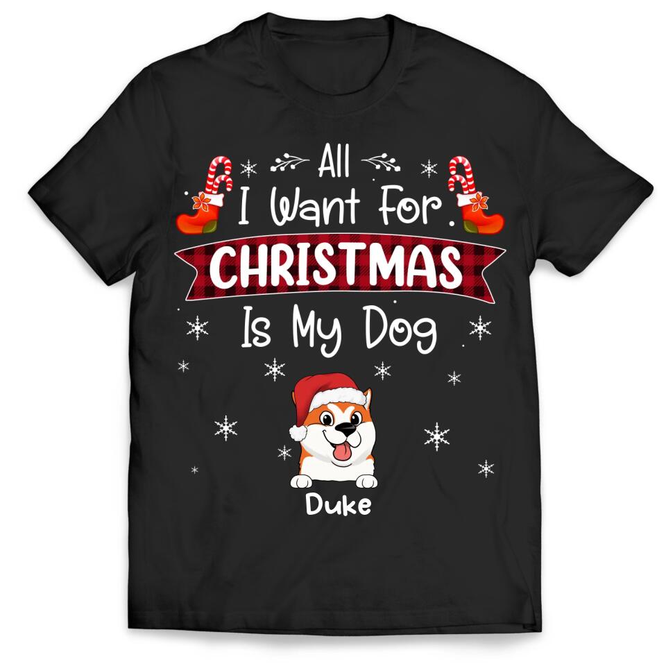 All I Want For Christmas Is My Dog - Personalized T-Shirt, Gift for Dog Lovers