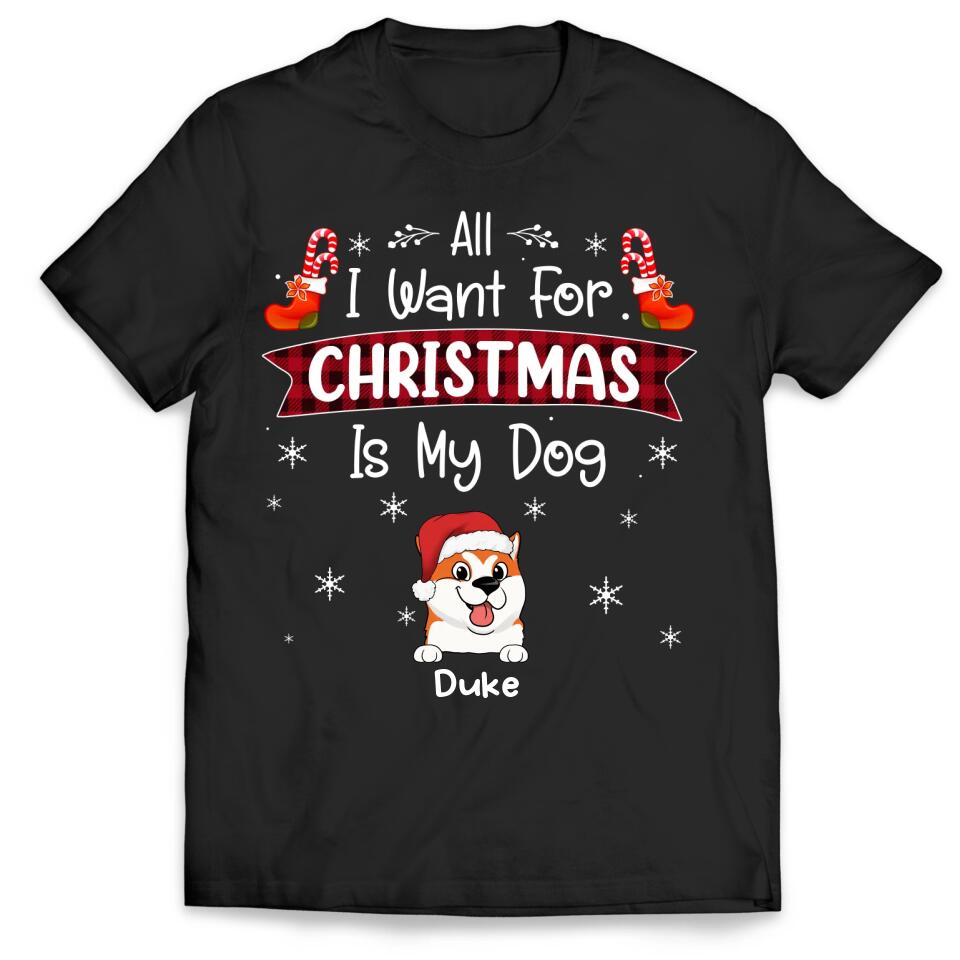 All I Want For Christmas Is My Dog - Personalized T-Shirt, Gift for Dog Lovers