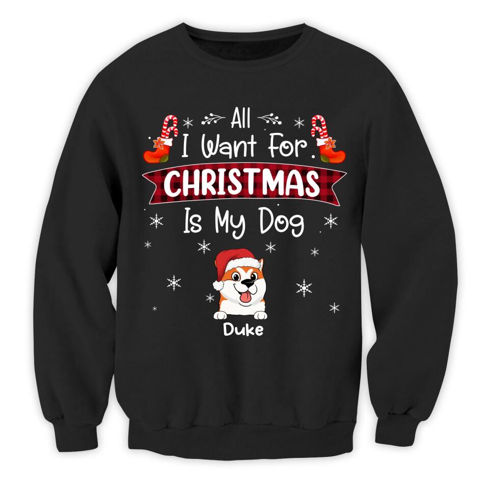 All I Want For Christmas Is My Dog - Personalized T-Shirt, Gift for Dog Lovers