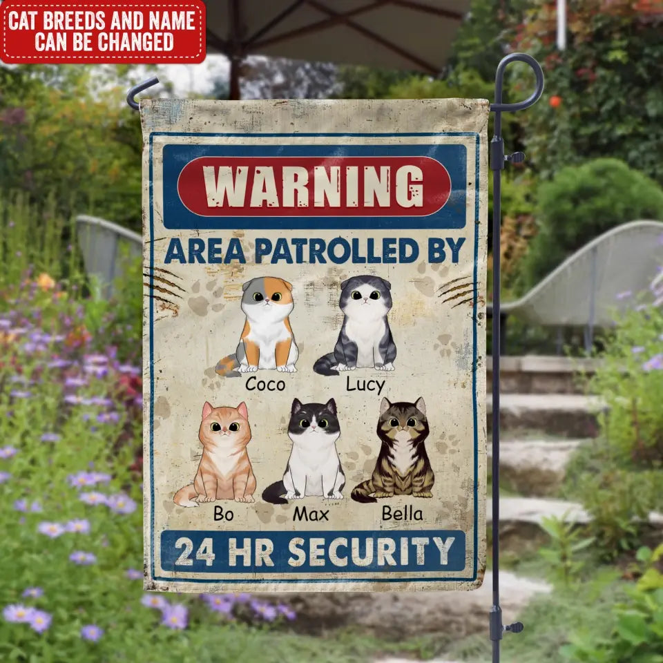 Warning Area Patrolled By Cats - Personalized Garden Flag, Gifts For Cat Lovers