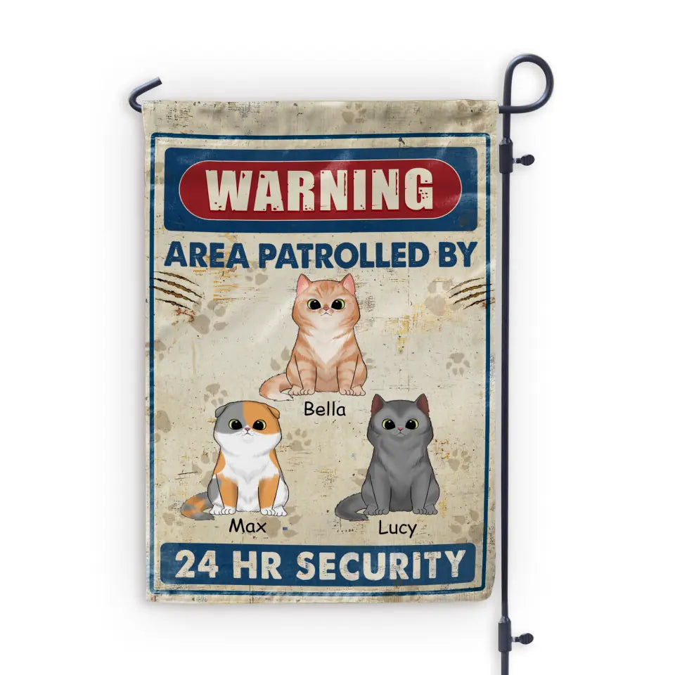 Warning Area Patrolled By Cats - Personalized Garden Flag, Gifts For Cat Lovers