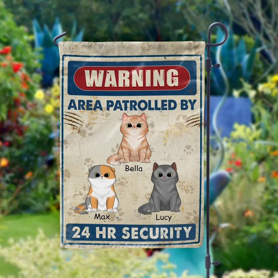 Warning Area Patrolled By Cats - Personalized Garden Flag, Gifts For Cat Lovers