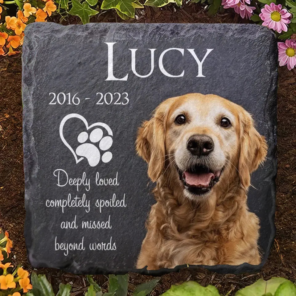 Deeply Loved Completely Spoiled And Missed Beyond Words - Personalized Memorial Stone Base Stand