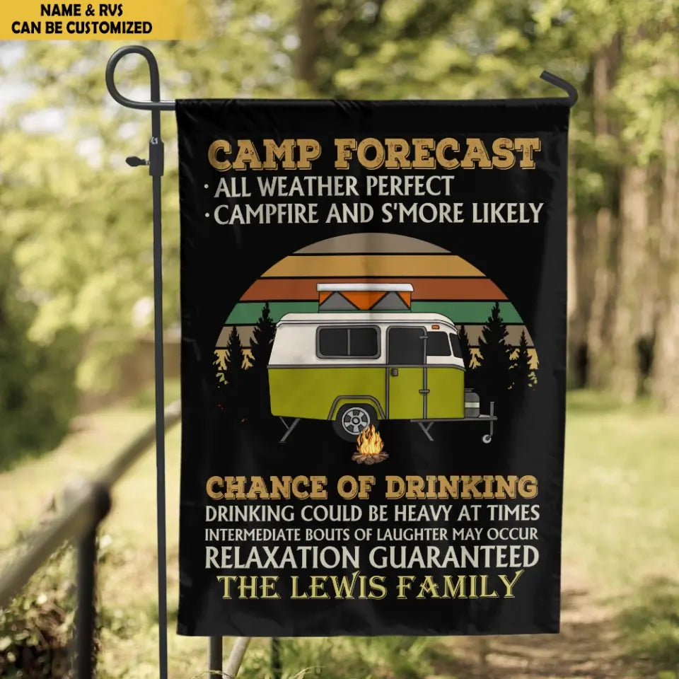 Camp Forecast All Weather Perfect Campfire And S'more Likely - Personalized Camping Flag, Gift For Camping Lovers