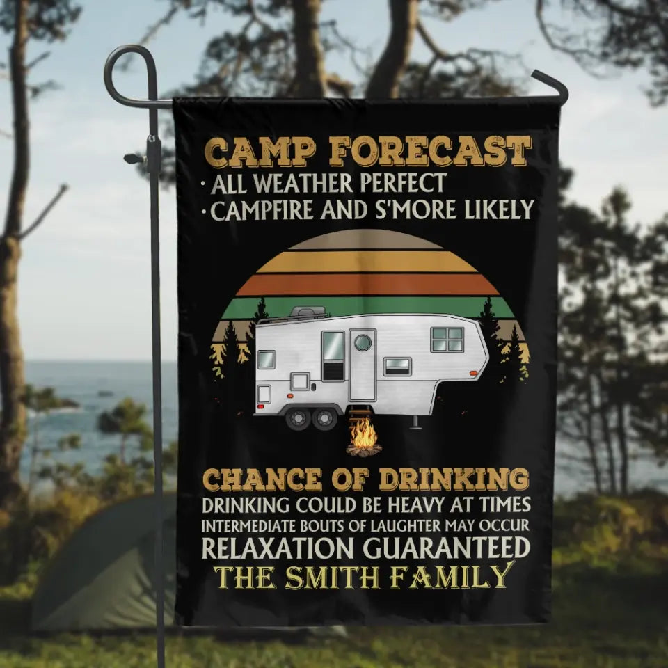 Camp Forecast All Weather Perfect Campfire And S'more Likely - Personalized Camping Flag, Gift For Camping Lovers