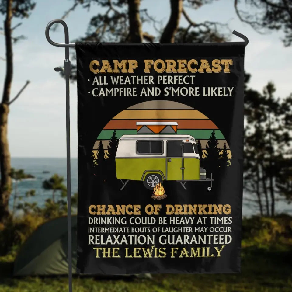 Camp Forecast All Weather Perfect Campfire And S'more Likely - Personalized Camping Flag, Gift For Camping Lovers