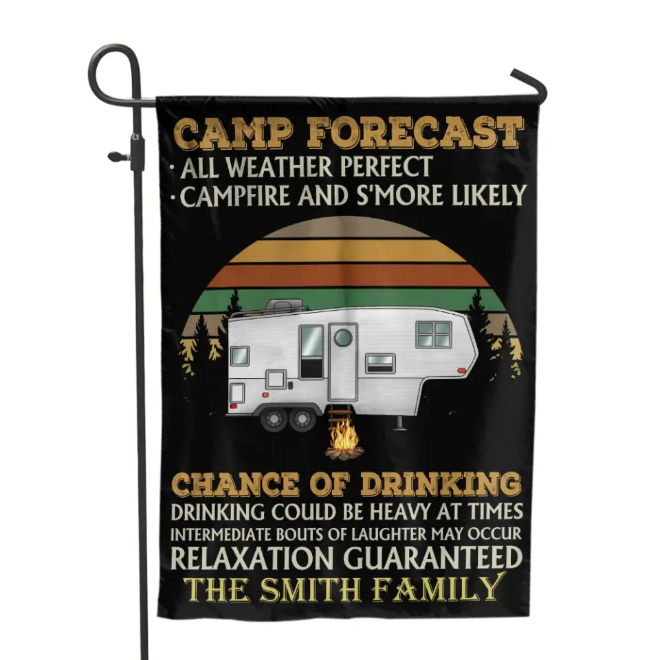 Camp Forecast All Weather Perfect Campfire And S&#39;more Likely - Personalized Camping Flag, Gift For Camping Lovers