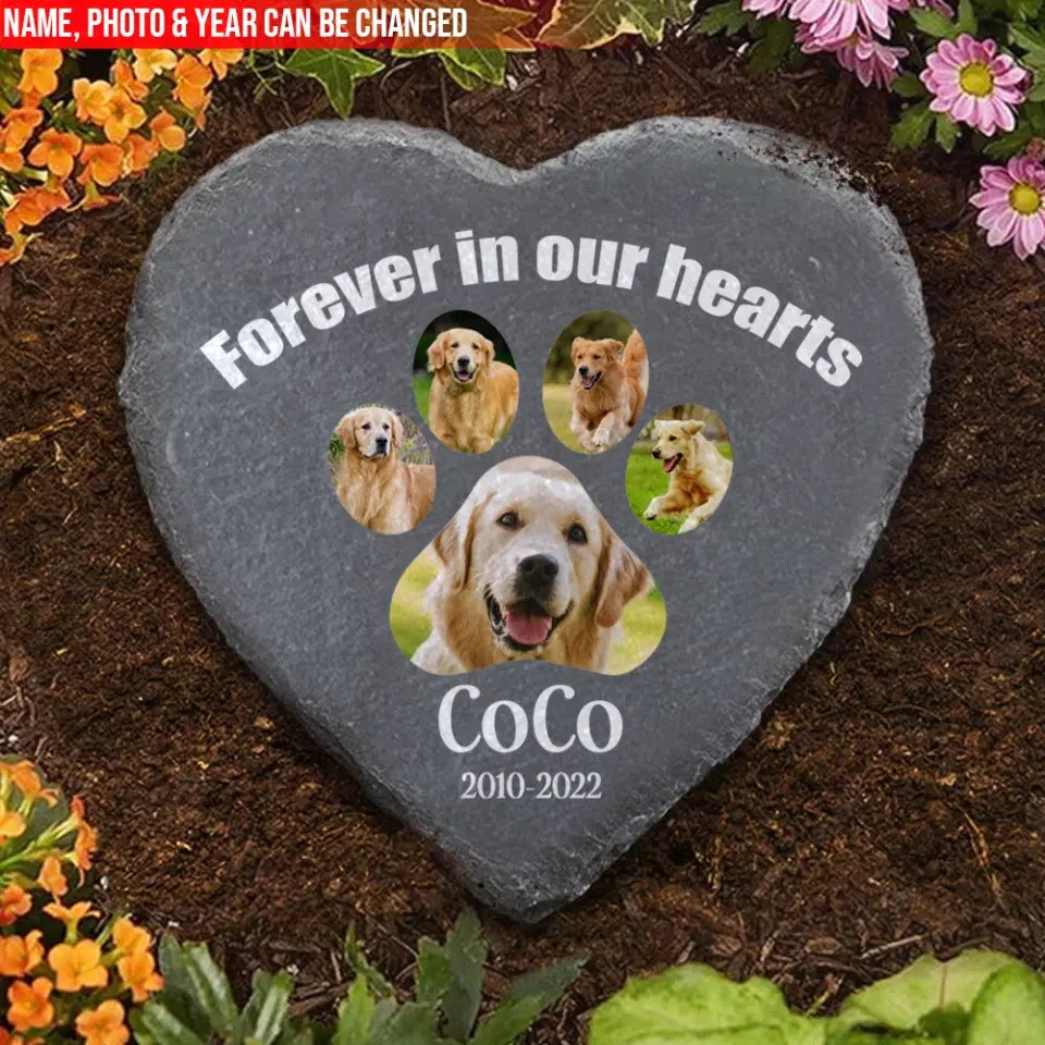 Forever In Our Hearts - Personalized Memorial Stone, Pet Gift Loss