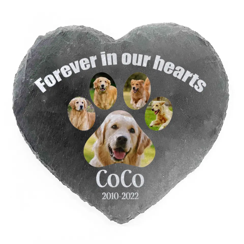 Forever In Our Hearts - Personalized Memorial Stone, Pet Gift Loss