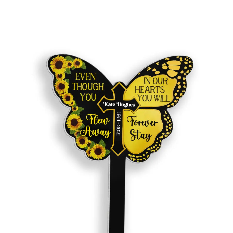 Even Though You Flew Away In Our Hearts You Will Forever Stay - Personalized Memorial Plaque Skate, Memorial Gift