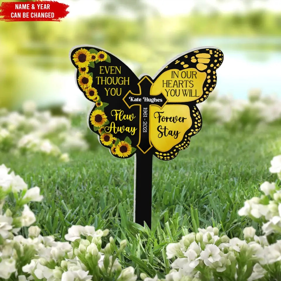 Even Though You Flew Away In Our Hearts You Will Forever Stay - Personalized Memorial Plaque Skate, Memorial Gift