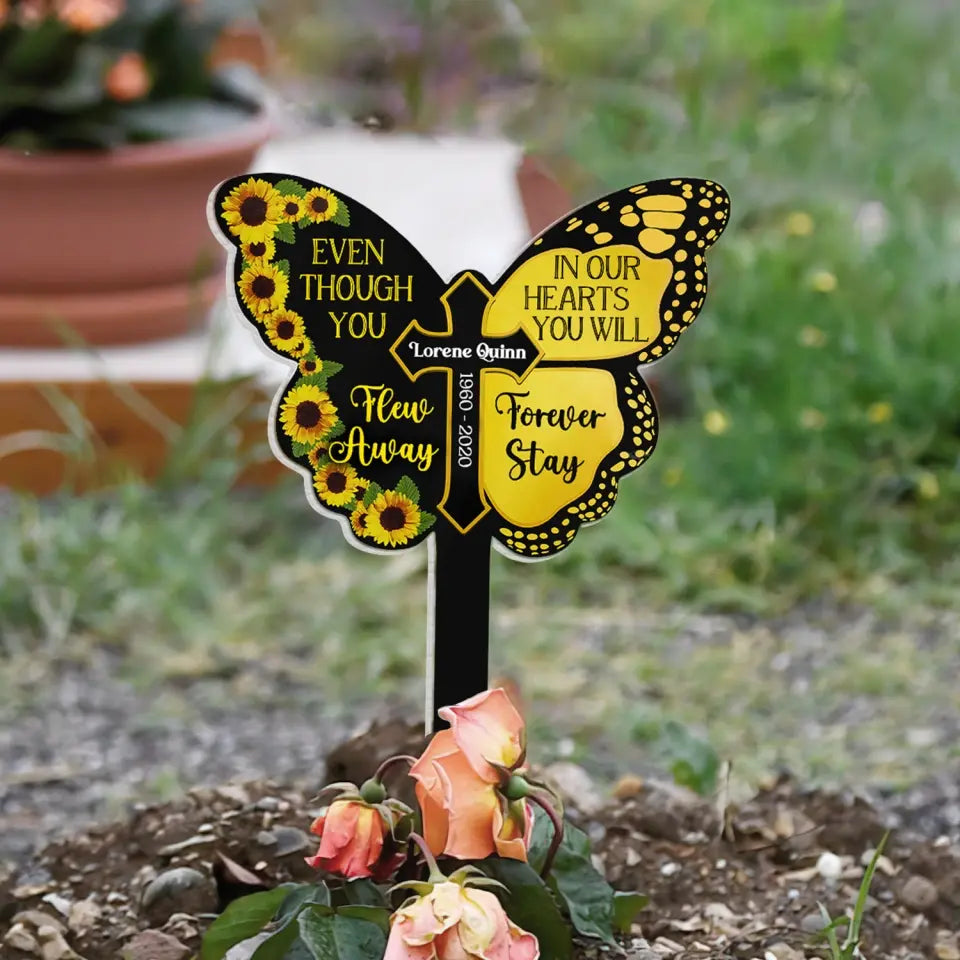 Even Though You Flew Away In Our Hearts You Will Forever Stay - Personalized Memorial Plaque Skate, Memorial Gift