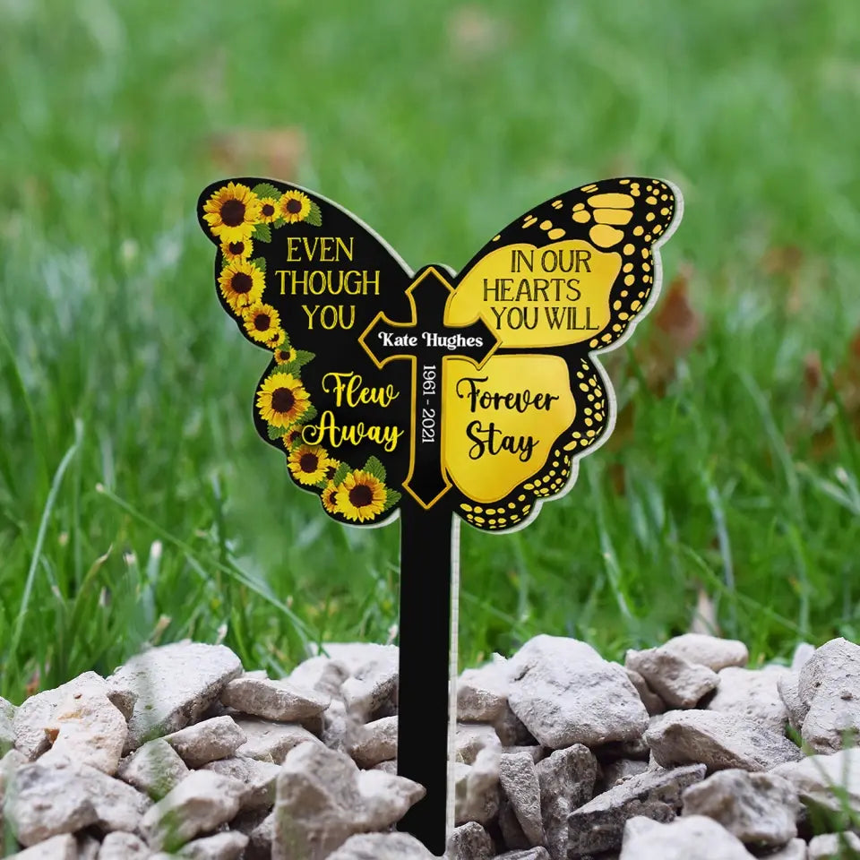 Even Though You Flew Away In Our Hearts You Will Forever Stay - Personalized Memorial Plaque Skate, Memorial Gift