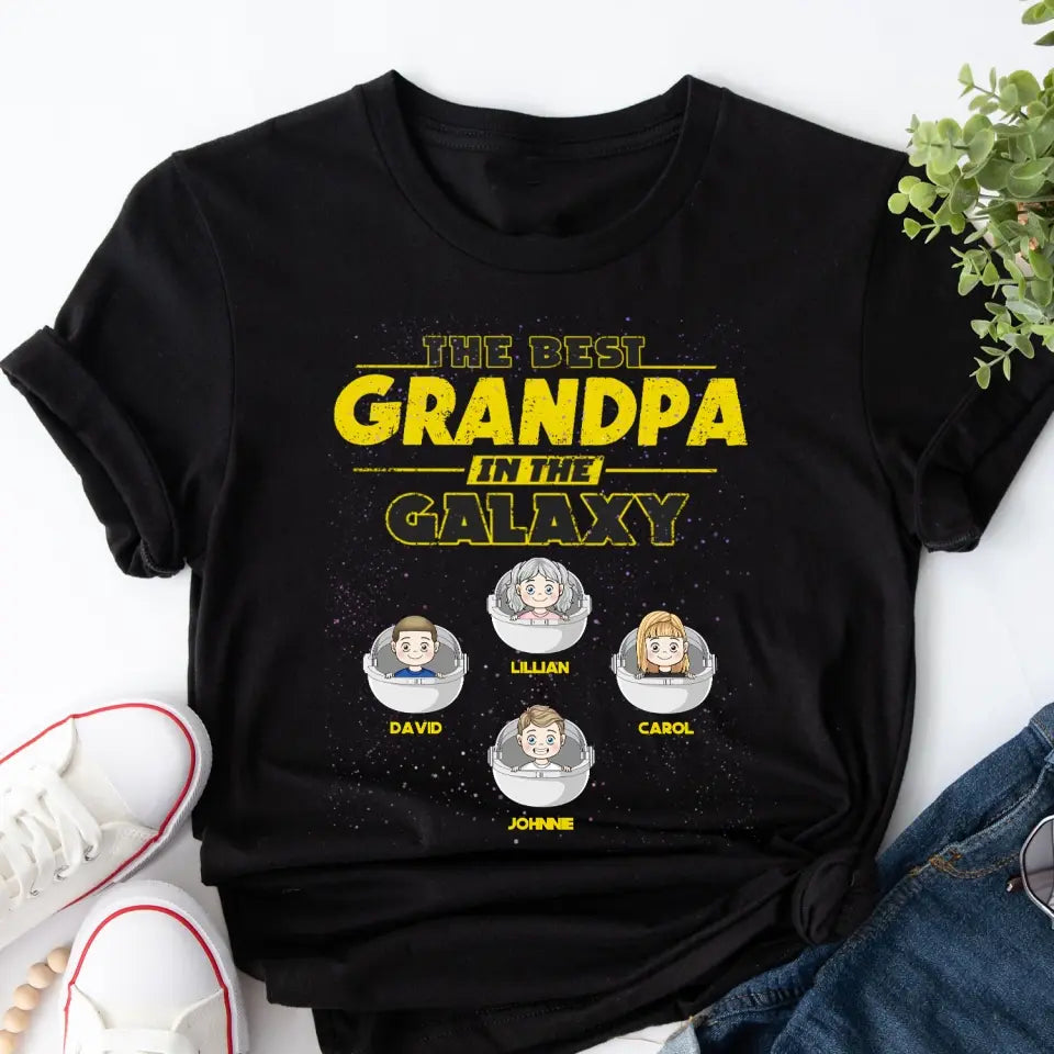 Best Daddy Grandpa In The Galaxy - Personalized T-shirt Hoodie, Gifts For Dad Grandpa