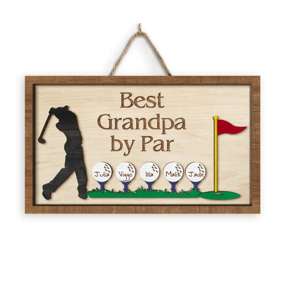 Best Grandpa By Par - Personalized 2 Layer Wood Sign, Gift For Father&#39;s Day