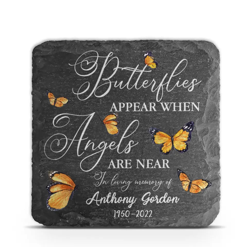 Butterflies Appear When Angels Are Near - Personalized Stone Memorial, Memorial Gift