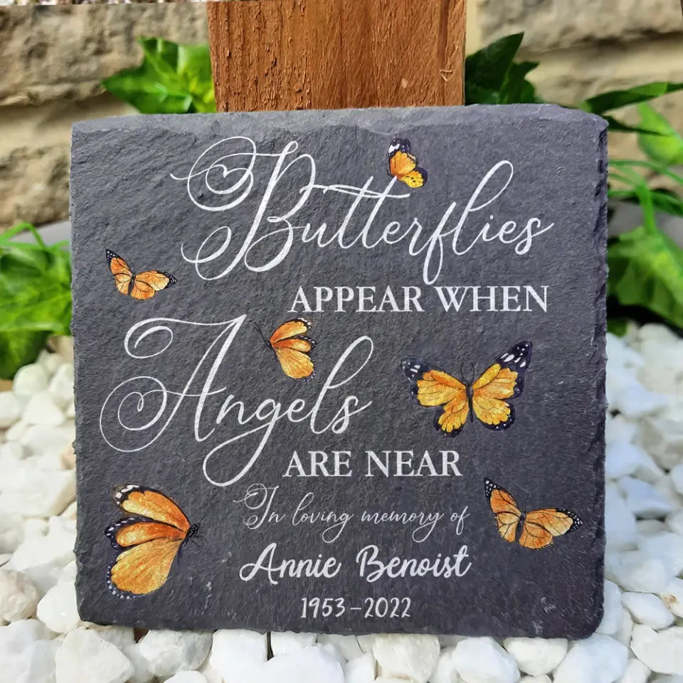 Butterflies Appear When Angels Are Near - Personalized Stone Memorial, Memorial Gift