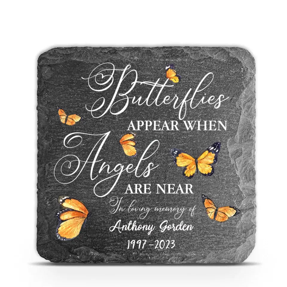 Butterflies Appear When Angels Are Near - Personalized Stone Memorial, Memorial Gift