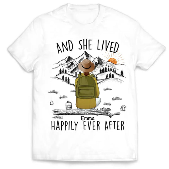 And She Lived Happily Ever After - Personalized T-shirt, Gift For Hiking Lover