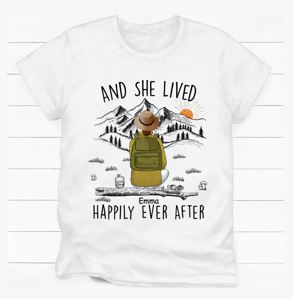 And She Lived Happily Ever After - Personalized T-shirt, Gift For Hiking Lover