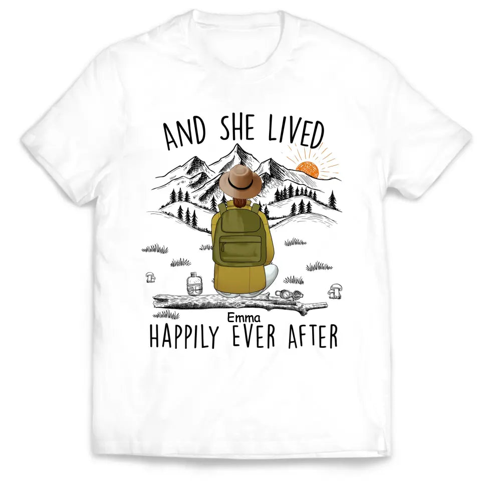 And She Lived Happily Ever After - Personalized T-shirt, Gift For Hiking Lover