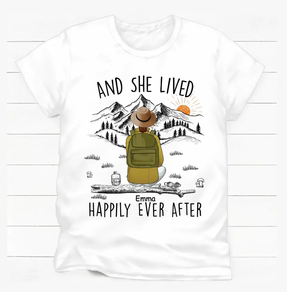 And She Lived Happily Ever After - Personalized T-shirt, Gift For Hiking Lover