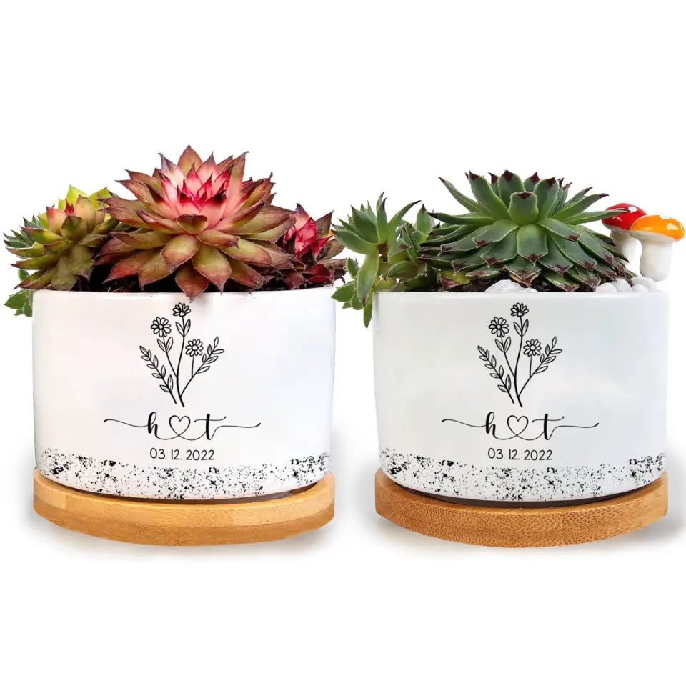 Wedding Plan Pot - Personalized Plant Pot For Husband And Wife, Couple Gift, New Home Gift