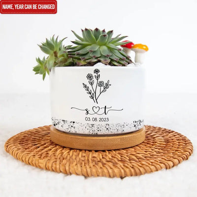 Wedding Plan Pot - Personalized Plant Pot For Husband And Wife, Couple Gift, New Home Gift