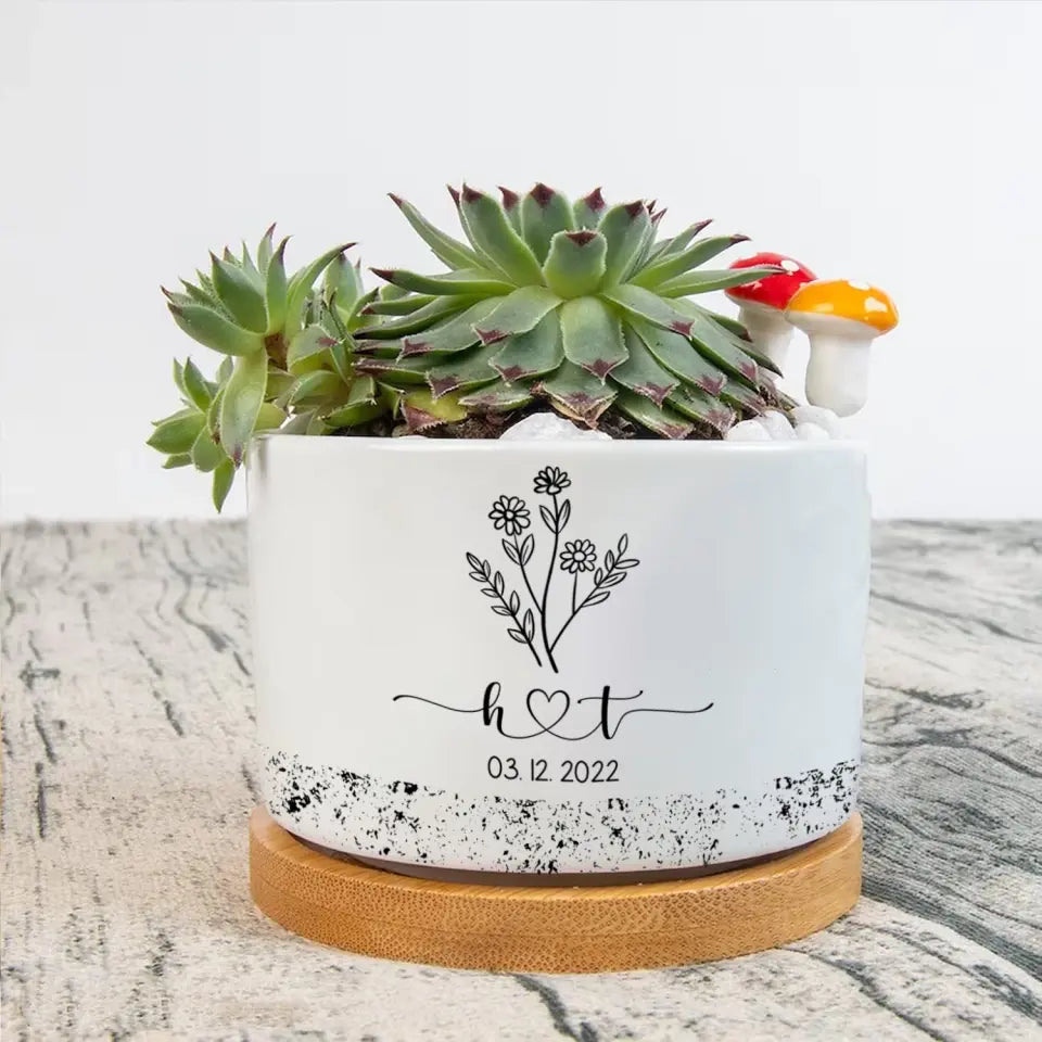 Wedding Plan Pot - Personalized Plant Pot For Husband And Wife, Couple Gift, New Home Gift