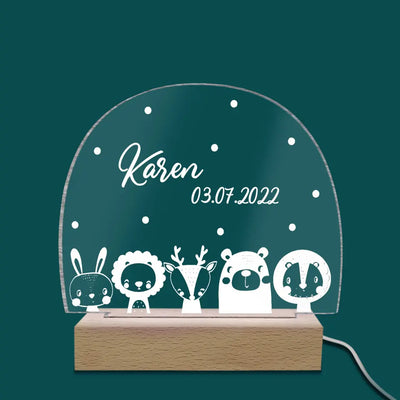 Rainbow Night Light Animals - Personalized Acrylic Lamp, Gift For Children