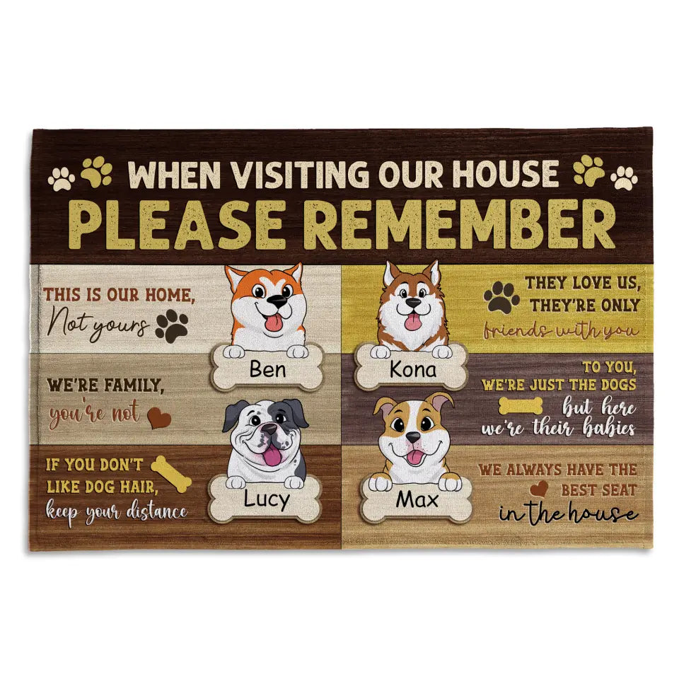 When Visiting Our House Please Remember- Personalized Doormat, Gift For Dog Lovers