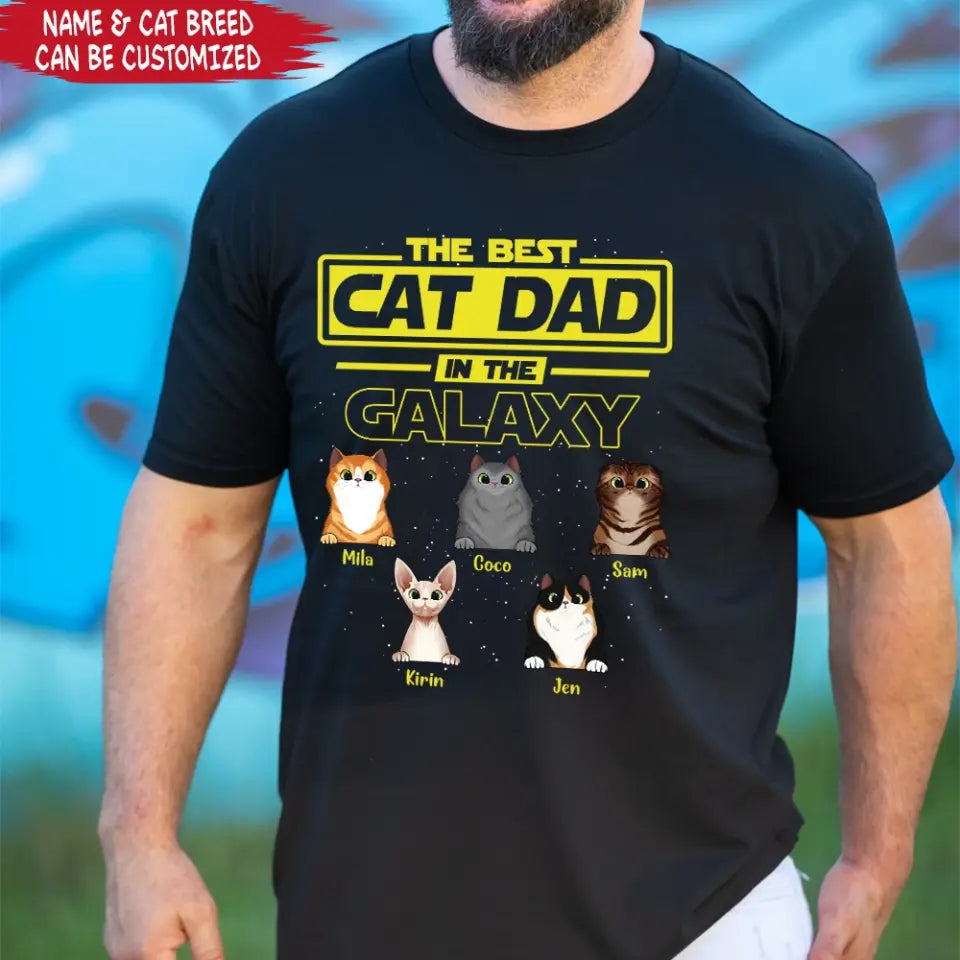 Best Cat Dad In The Galaxy - Personalized Unisex Shirt Hoodie, Gift for Cat Dad, Cat Lovers