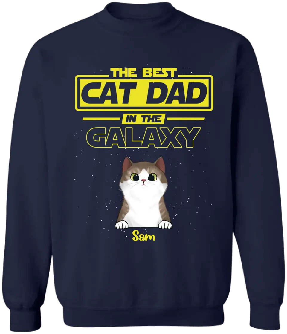 Best Cat Dad In The Galaxy - Personalized Unisex Shirt Hoodie, Gift for Cat Dad, Cat Lovers