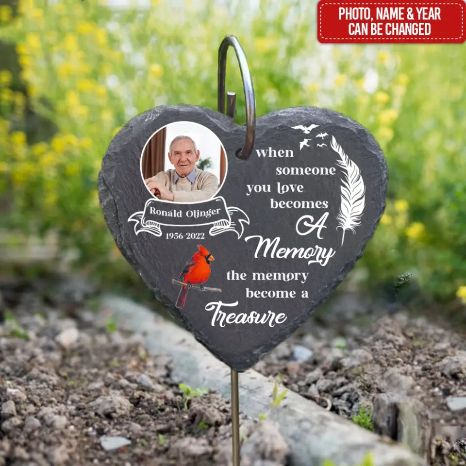 The Memory Becomes A Treasure - Personalized Garden Slate, Remembrance Gift, Sympathy Gift