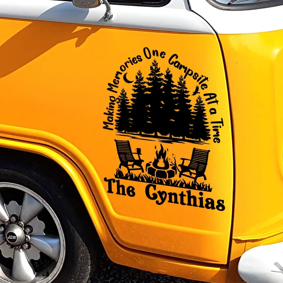 Making Memories One Campsite At A Time - Personalized Decal, Custom Family Name Gifts For Camper Lovers