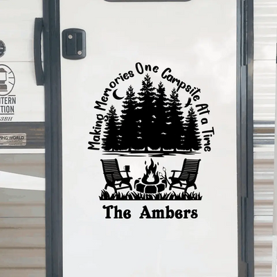 Making Memories One Campsite At A Time - Personalized Decal, Custom Family Name Gifts For Camper Lovers