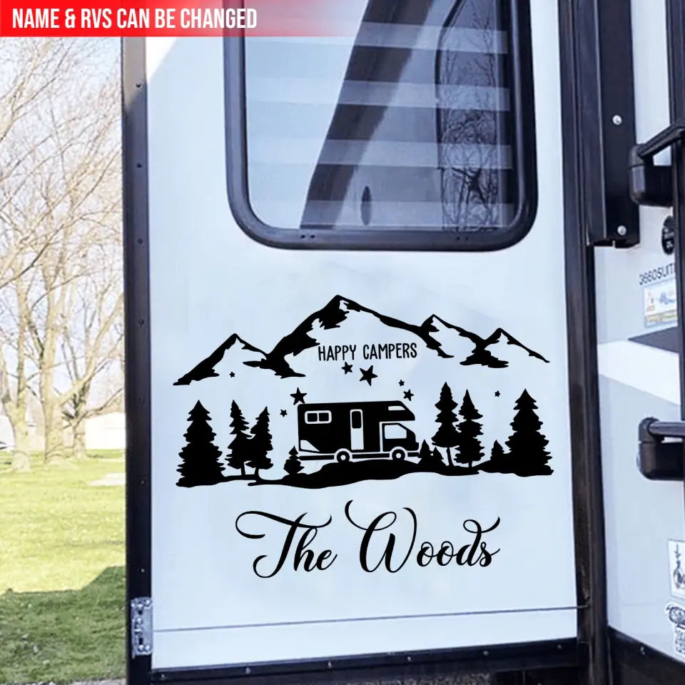 Happy Campers - Personalized Camping Decal, Gift For Camping Lovers - PCD16