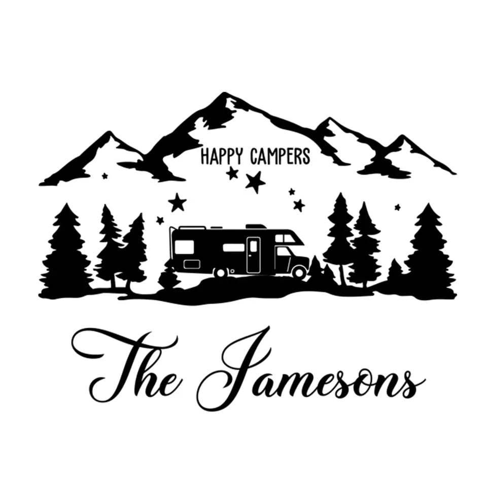 Happy Campers - Personalized Camping Decal, Gift For Camping Lovers - PCD16