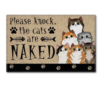 Please Knock The Cats re Naked - Personalized  Doormat, Gift For Cat Lovers