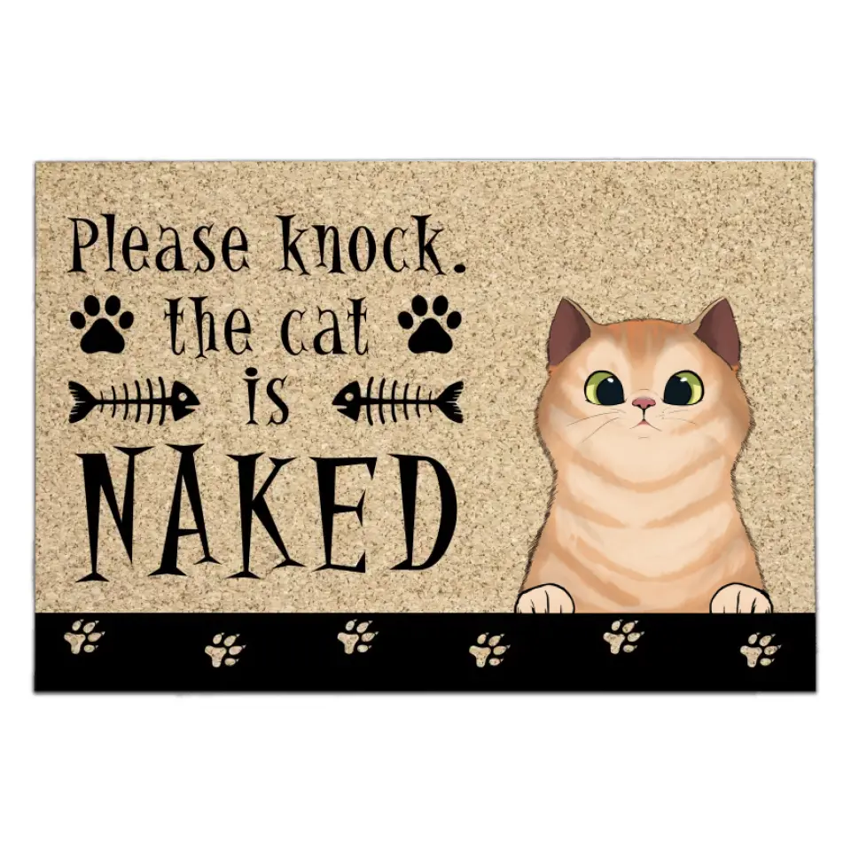 Please Knock The Cats re Naked - Personalized  Doormat, Gift For Cat Lovers