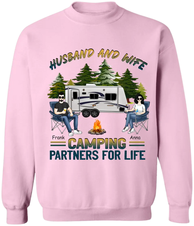 Husband And Wife Camping Partners For Life - Personalized T-shirt, Gift For Camping Lover