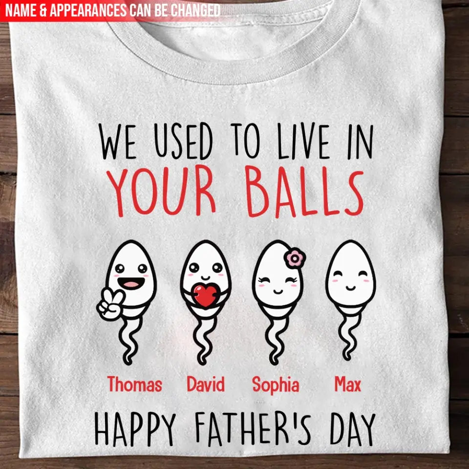 We Use To Live In Your Balls - Personalized T-Shirt, Gift For Father's Day