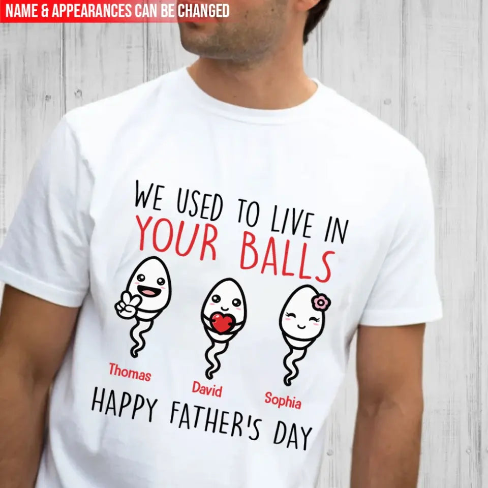 We Use To Live In Your Balls - Personalized T-Shirt, Gift For Father's Day
