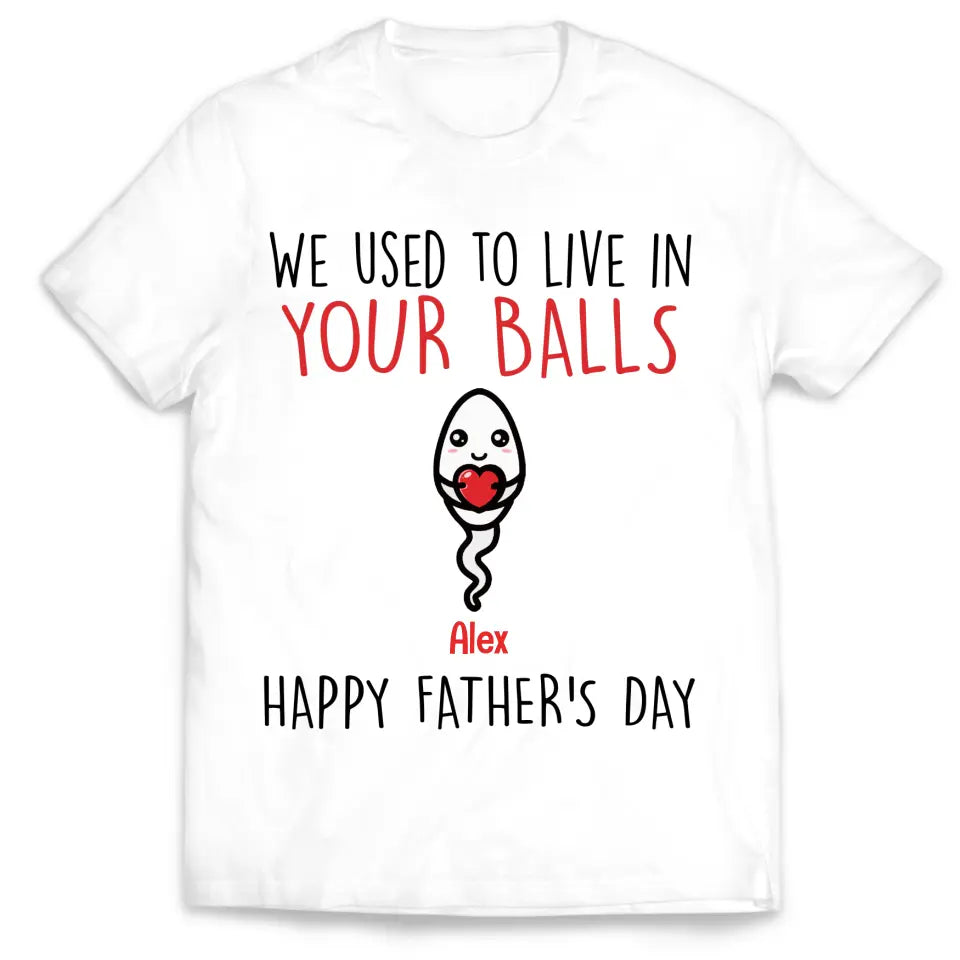 We Use To Live In Your Balls - Personalized T-Shirt, Gift For Father's Day