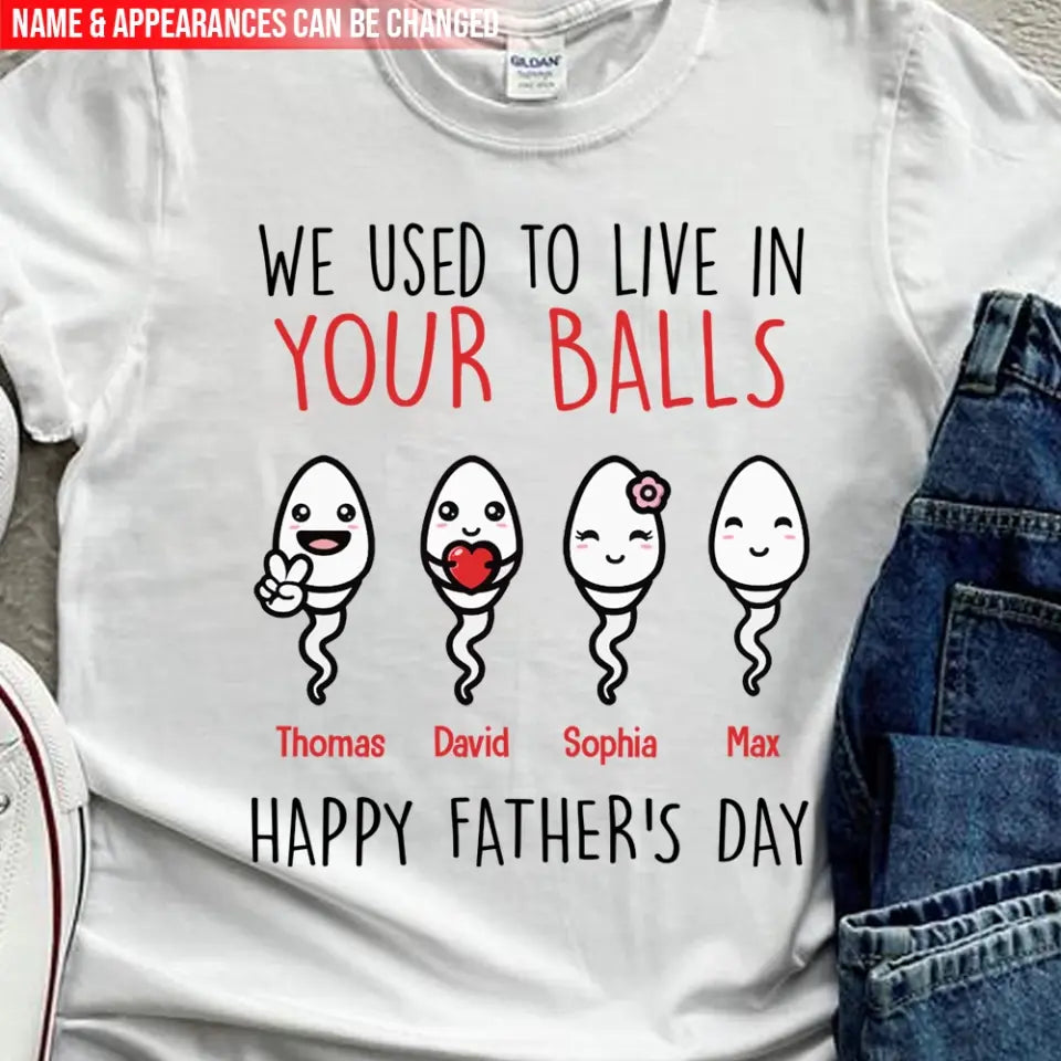 We Use To Live In Your Balls - Personalized T-Shirt, Gift For Father's Day